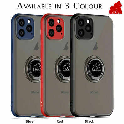 iPhone 15 Pro Gorilla Tech Ring Shadow Case With 2 X Gorilla Glass Screen Protector, Ring Stand Silicone Rubber Ultra Slim Anti Scratch Rugged Full Edge Cover